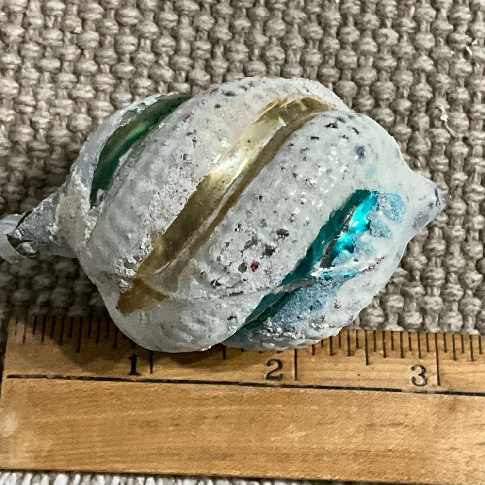Vintage West German Bumpy Striped Twisted Christmas Ornament MCM